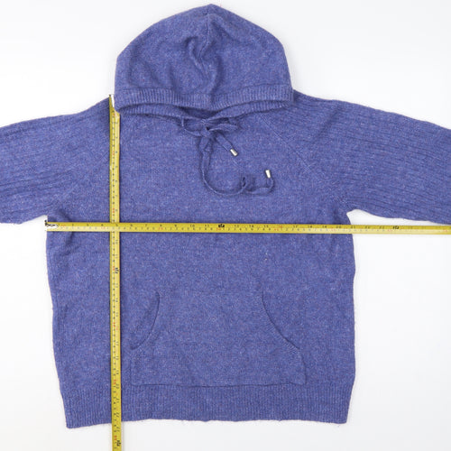 Marks & Spencer Women’s Blue M Hooded Knit Pullover Jumper Pockets