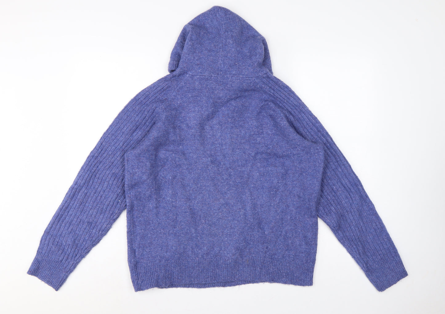 Marks & Spencer Women’s Blue M Hooded Knit Pullover Jumper Pockets