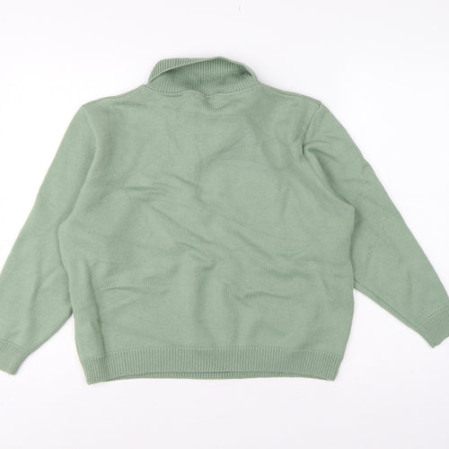 View Women’s Sage Green L Merino Wool Blend Roll Neck Argyle Jumper