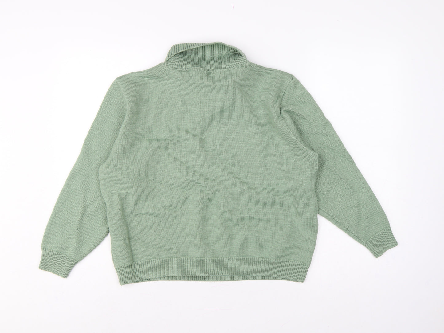 View Women’s Sage Green L Merino Wool Blend Roll Neck Argyle Jumper