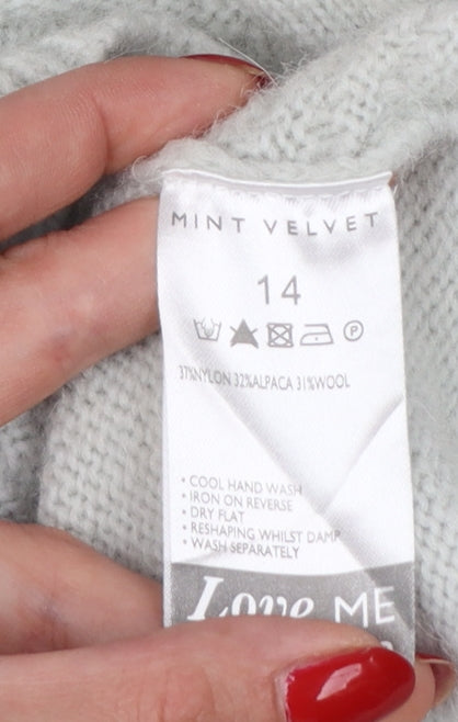 Mint Velvet Women Grey Alpaca Wool Blend Crew Neck Jumper Size 14
