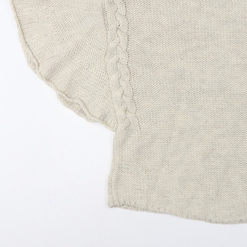 Zara Women Ivory M Cable Knit Cape Jumper Batwing Short Sleeve