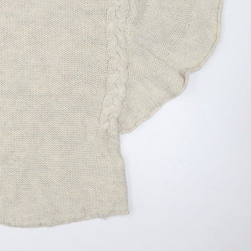 Zara Women Ivory M Cable Knit Cape Jumper Batwing Short Sleeve
