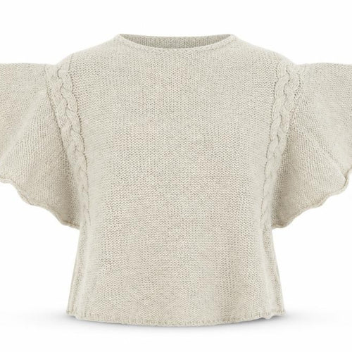 Zara Women Ivory M Cable Knit Cape Jumper Batwing Short Sleeve