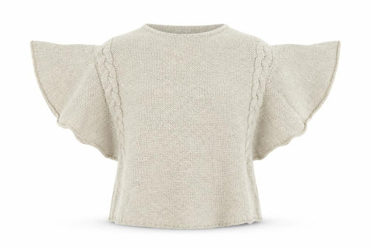 Zara Women Ivory M Cable Knit Cape Jumper Batwing Short Sleeve