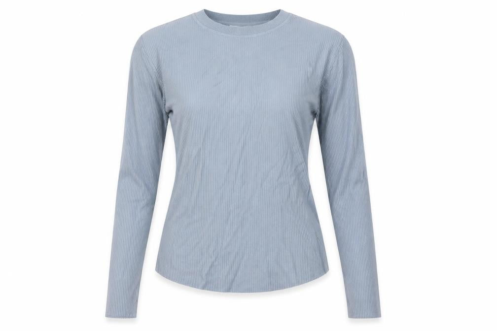 Zara Women Blue M Ribbed Knit Long Sleeve Crew Neck Pullover Jumper