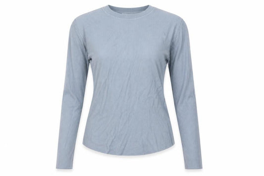 Zara Women Blue M Ribbed Knit Long Sleeve Crew Neck Pullover Jumper
