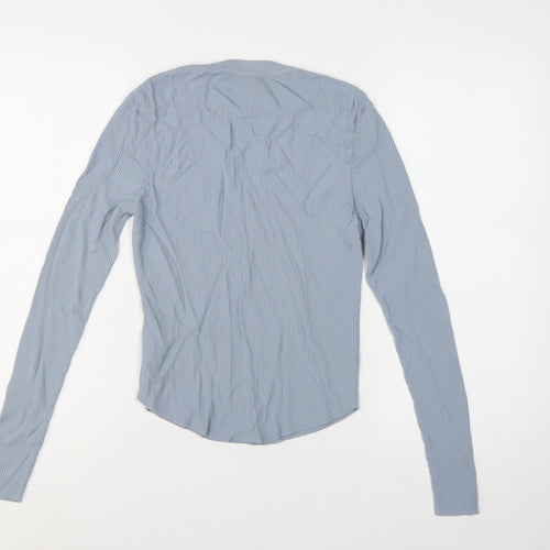 Zara Women Blue M Ribbed Knit Long Sleeve Crew Neck Pullover Jumper