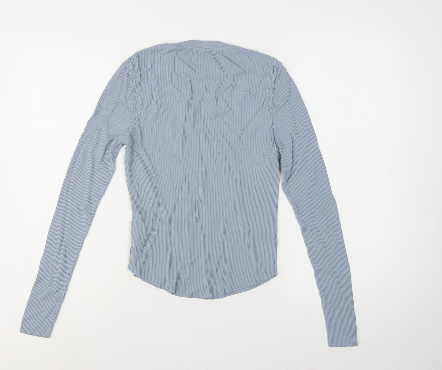 Zara Women Blue M Ribbed Knit Long Sleeve Crew Neck Pullover Jumper