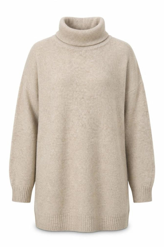 MNG Women’s Beige UK 12 Roll Neck Long Sleeve Knit Pullover Jumper