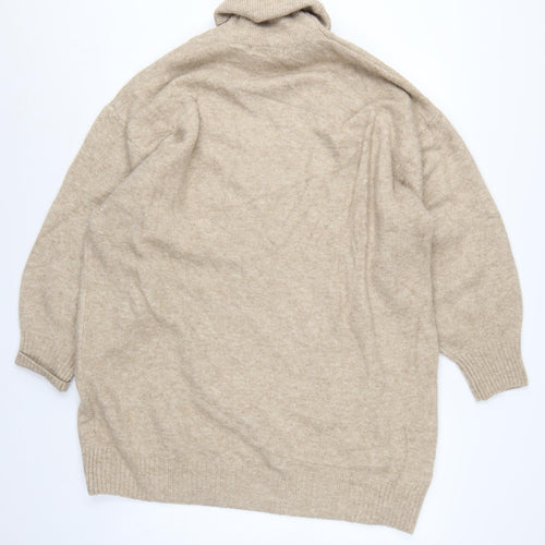 MNG Women’s Beige UK 12 Roll Neck Long Sleeve Knit Pullover Jumper