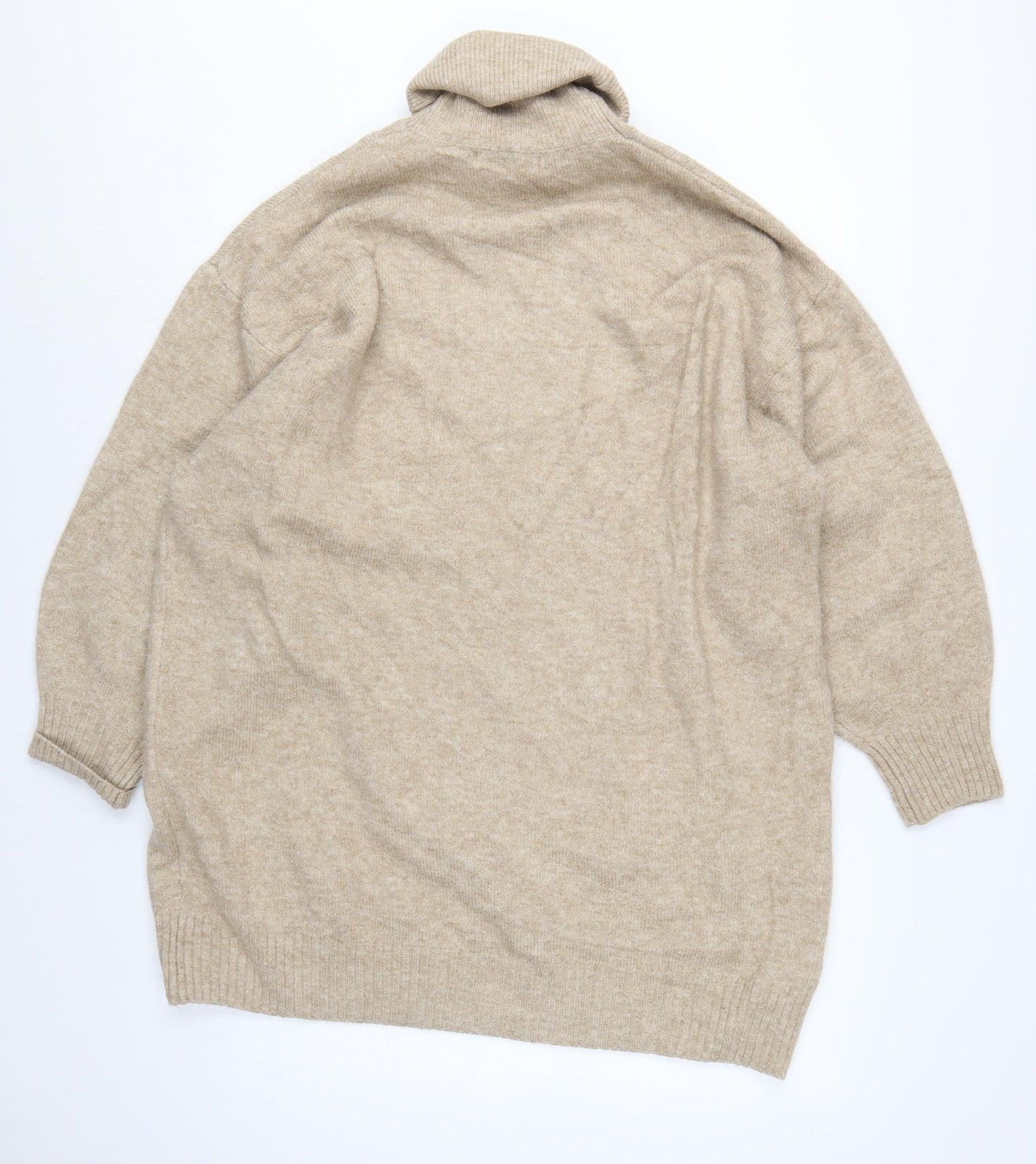 MNG Women’s Beige UK 12 Roll Neck Long Sleeve Knit Pullover Jumper