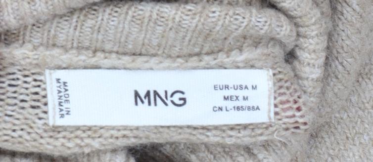 MNG Women’s Beige UK 12 Roll Neck Long Sleeve Knit Pullover Jumper