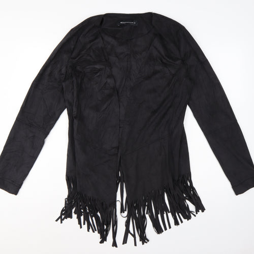 Expresso Women’s Black UK 16 Open Fringe Stretch Jacket Boho