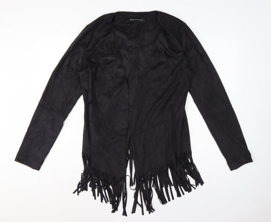 Expresso Women’s Black UK 16 Open Fringe Stretch Jacket Boho