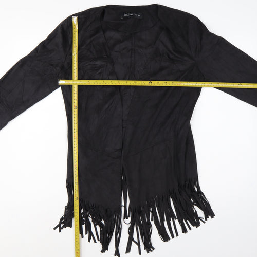 Expresso Women’s Black UK 16 Open Fringe Stretch Jacket Boho