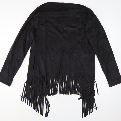 Expresso Women’s Black UK 16 Open Fringe Stretch Jacket Boho