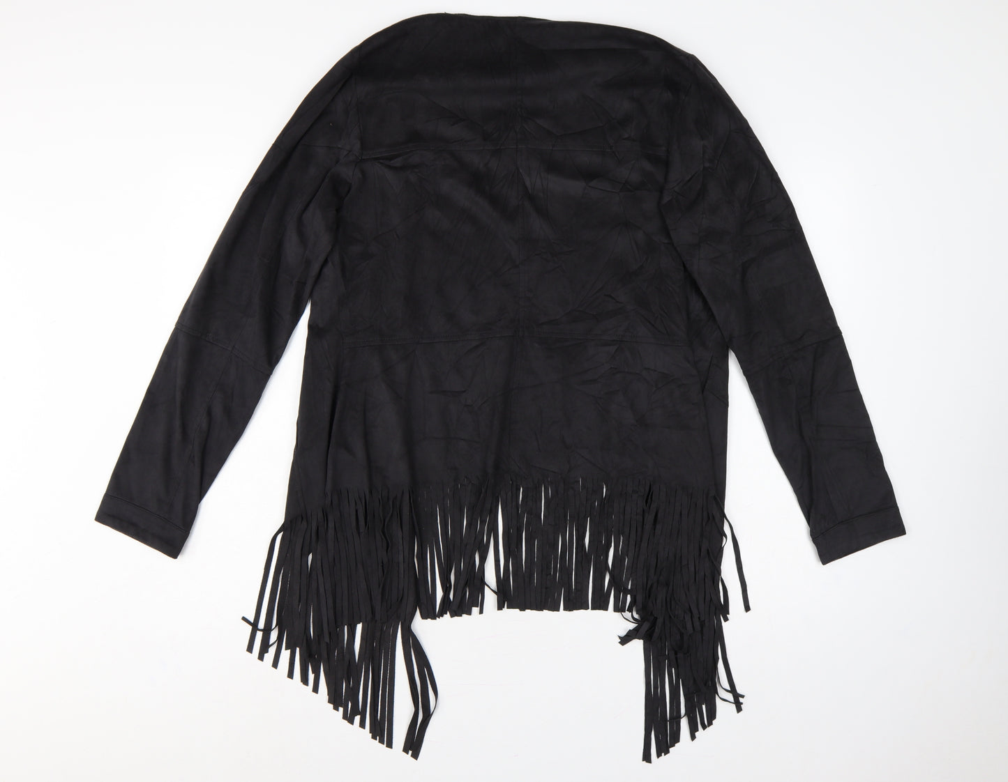 Expresso Women’s Black UK 16 Open Fringe Stretch Jacket Boho