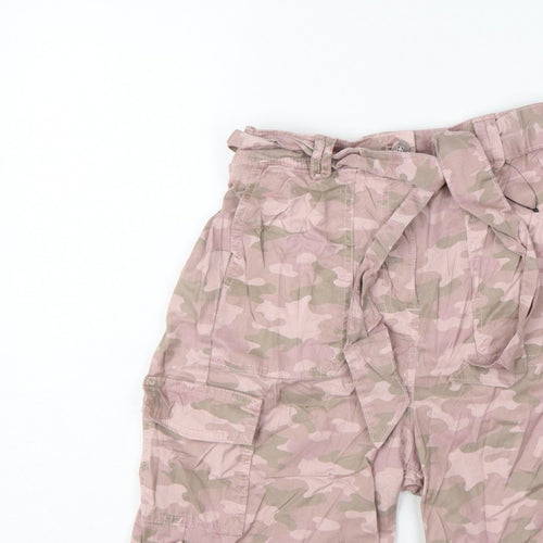 Marks & Spencer Women’s Pink Camo Cargo Shorts UK 8 Belted