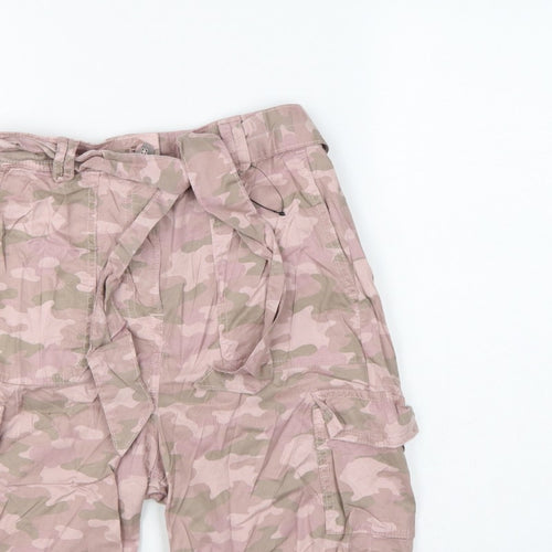 Marks & Spencer Women’s Pink Camo Cargo Shorts UK 8 Belted