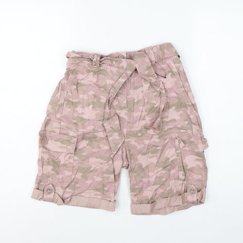 Marks & Spencer Women’s Pink Camo Cargo Shorts UK 8 Belted