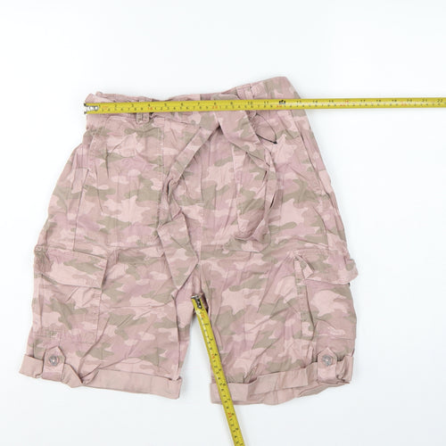 Marks & Spencer Women’s Pink Camo Cargo Shorts UK 8 Belted