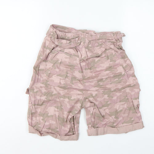Marks & Spencer Women’s Pink Camo Cargo Shorts UK 8 Belted