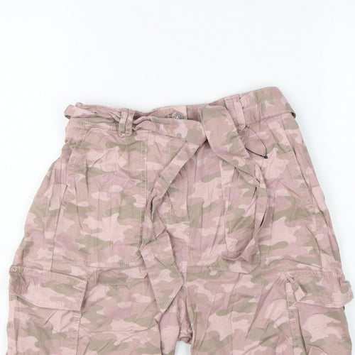 Marks & Spencer Women’s Pink Camo Cargo Shorts UK 8 Belted