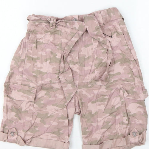Marks & Spencer Women’s Pink Camo Cargo Shorts UK 8 Belted