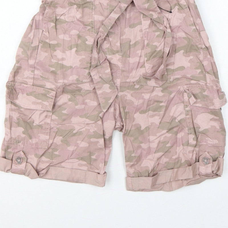 Marks & Spencer Women’s Pink Camo Cargo Shorts UK 8 Belted