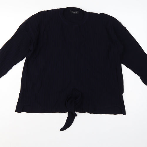 Autograph Women’s Navy UK 12 Rib Knit Tie Hem Pullover Jumper