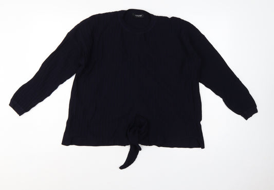 Autograph Women’s Navy UK 12 Rib Knit Tie Hem Pullover Jumper