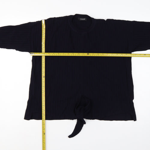 Autograph Women’s Navy UK 12 Rib Knit Tie Hem Pullover Jumper