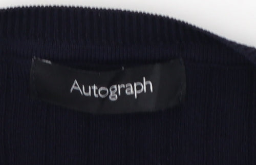 Autograph Women’s Navy UK 12 Rib Knit Tie Hem Pullover Jumper