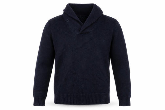 Polo Ralph Lauren Men Blue M Shawl Collar Cotton Pullover Jumper