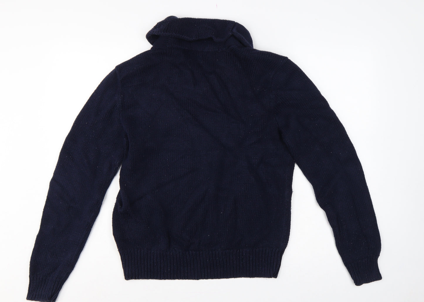 Polo Ralph Lauren Men Blue M Shawl Collar Cotton Pullover Jumper