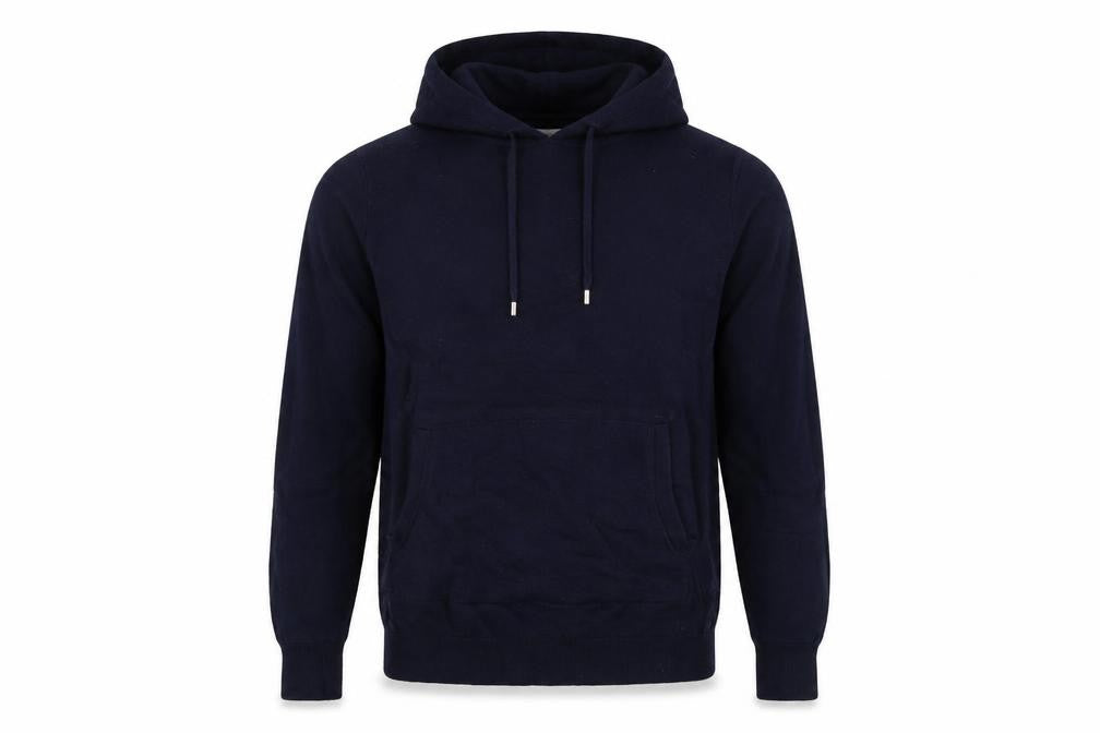 Reiss Men’s Navy Blue XS Hooded Wool Blend Knit Pullover Jumper