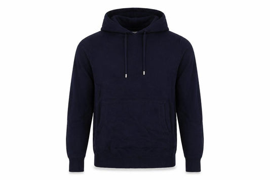 Reiss Men’s Navy Blue XS Hooded Wool Blend Knit Pullover Jumper