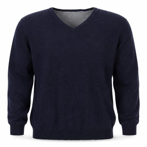 Marks and Spencer Men’s Blue XL V-Neck Cotton Cashmere Pullover Jumper