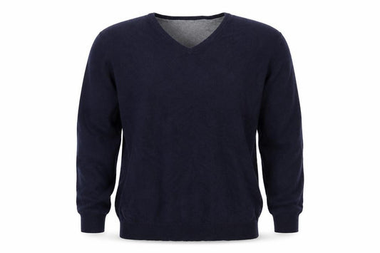 Marks and Spencer Men’s Blue XL V-Neck Cotton Cashmere Pullover Jumper