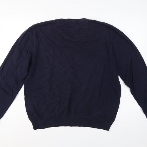 Marks and Spencer Men’s Blue XL V-Neck Cotton Cashmere Pullover Jumper
