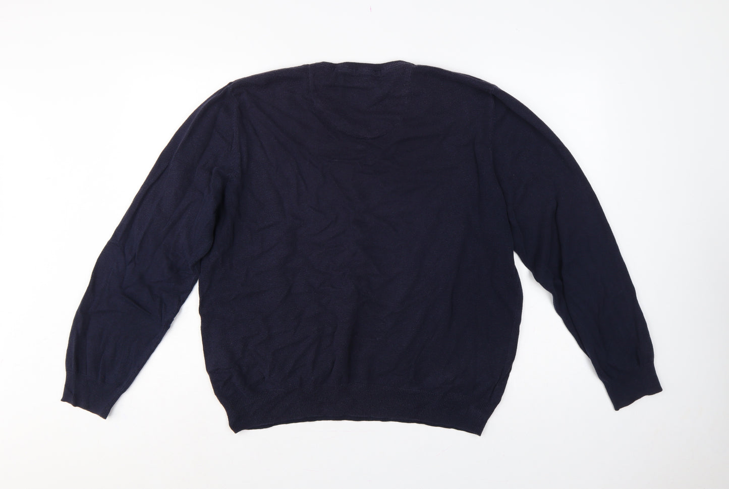 Marks and Spencer Men’s Blue XL V-Neck Cotton Cashmere Pullover Jumper
