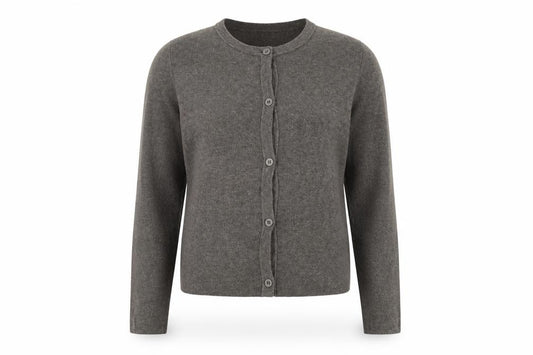 Zara Women Grey M Button Front Round Neck Knit Cardigan