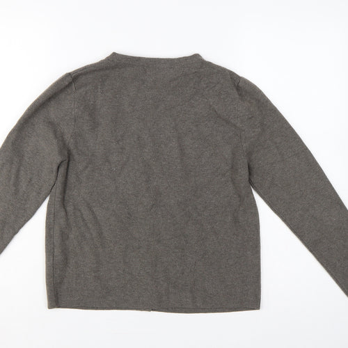 Zara Women Grey M Button Front Round Neck Knit Cardigan