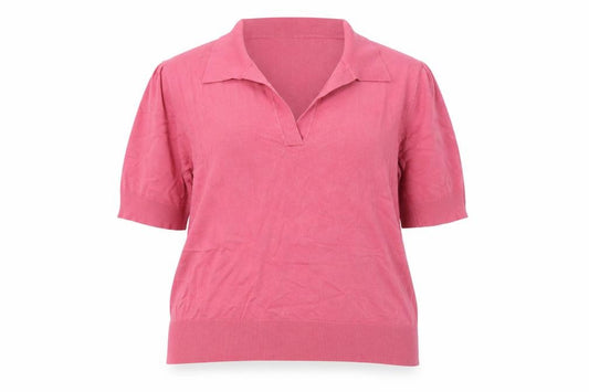 M&S Womens Pink Size 20 Collared Short Sleeve Fine Knit Jumper