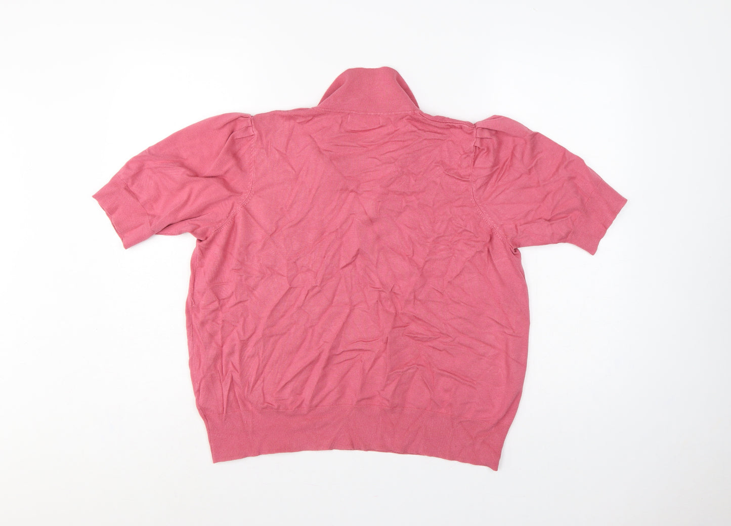 M&S Womens Pink Size 20 Collared Short Sleeve Fine Knit Jumper