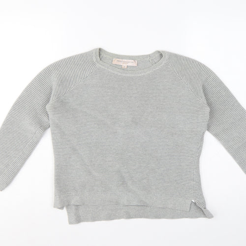 French Connection Women’s Grey XS Cotton Rib Knit Raglan Pullover Jumper