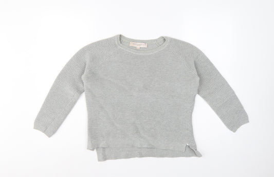 French Connection Women’s Grey XS Cotton Rib Knit Raglan Pullover Jumper