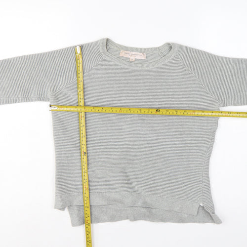 French Connection Women’s Grey XS Cotton Rib Knit Raglan Pullover Jumper