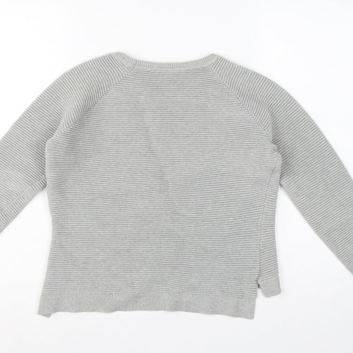 French Connection Women’s Grey XS Cotton Rib Knit Raglan Pullover Jumper
